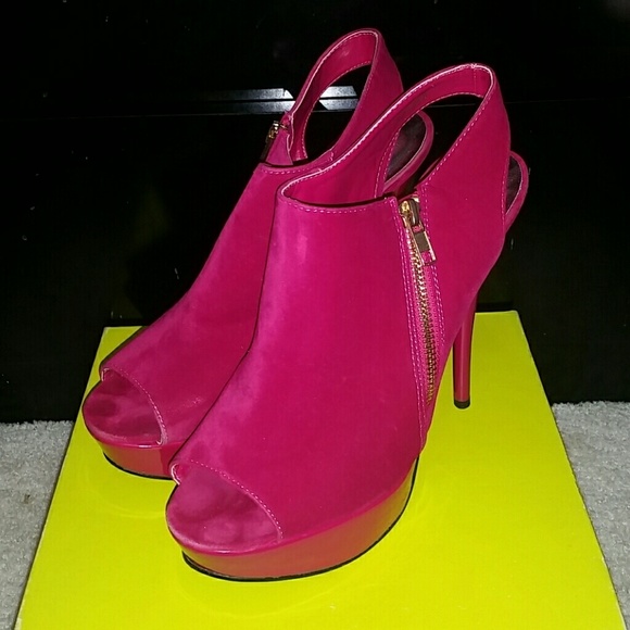 Charlotte Russe Shoes - Fuchsia Suede Heels